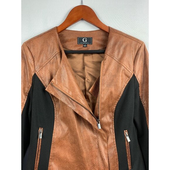 G By Giuliana Womens Faux Leather & Polyester Colorblock Jacket S - Picture 4 of 6